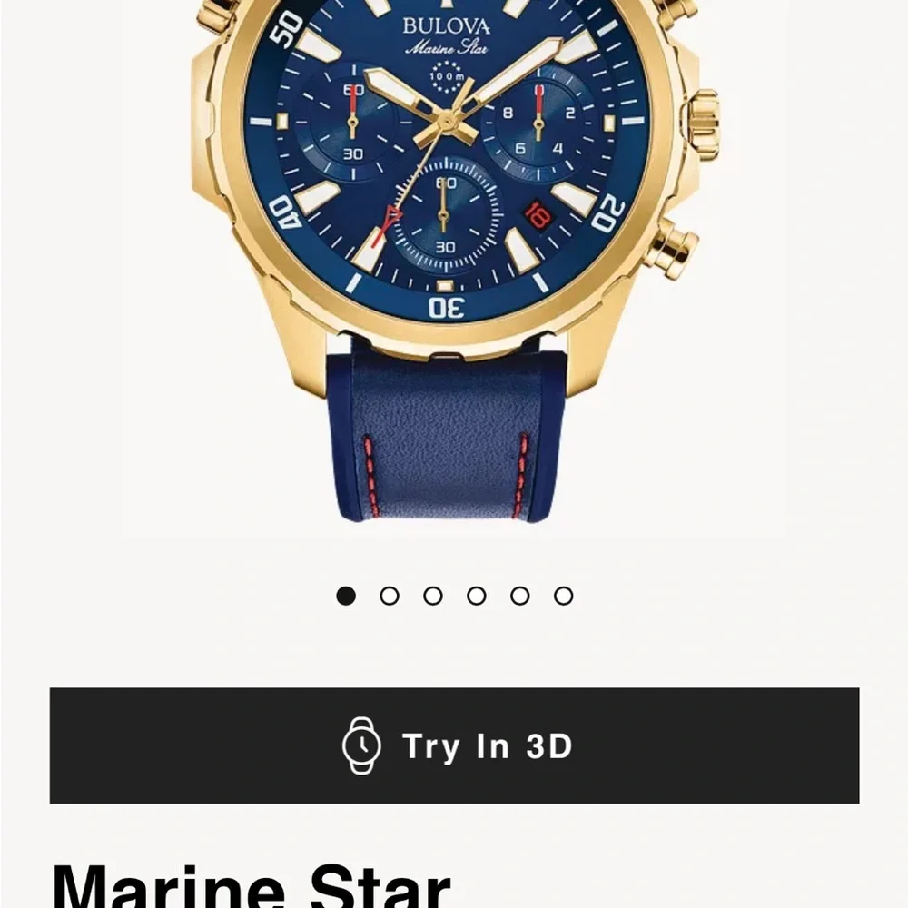 Bulova Marine Star Gold Case with Blue Dial Watch - Picture 1 of 6